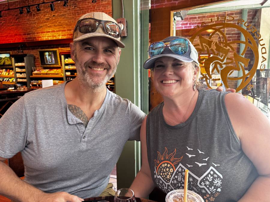 Frank and Kelsey smiling at a Sedona bar