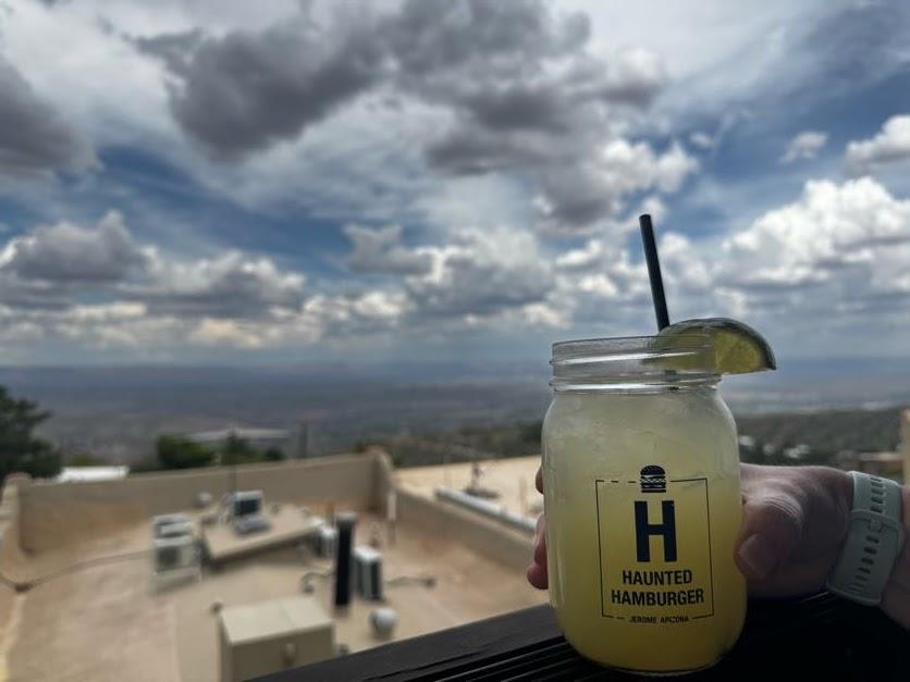 Mason jar margarita overlooking the Verde Valley