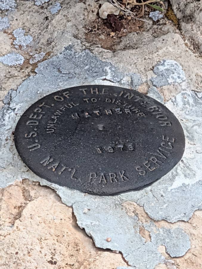 National Park Service survey marker at Mather Point