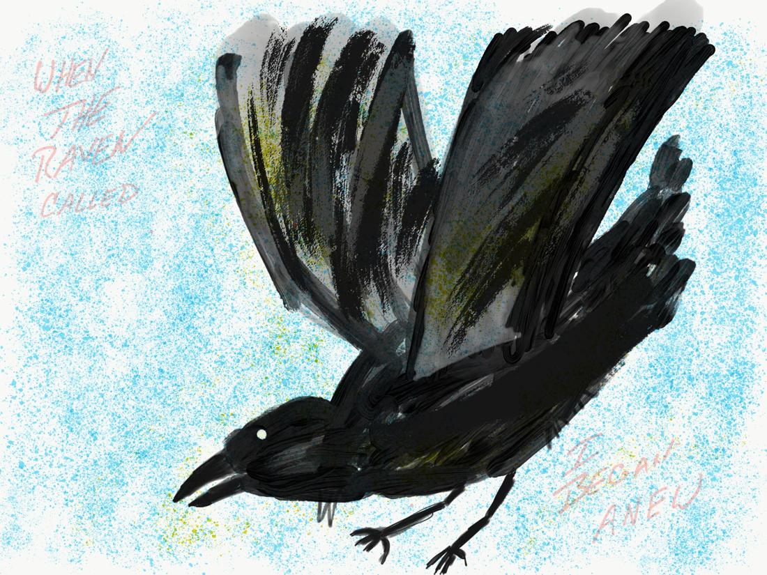 Frank's original iPad drawing of the raven from his dream