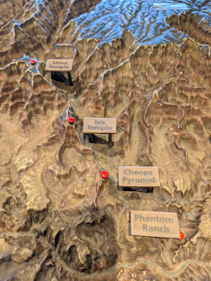 Relief map showing Phantom Ranch in the canyon